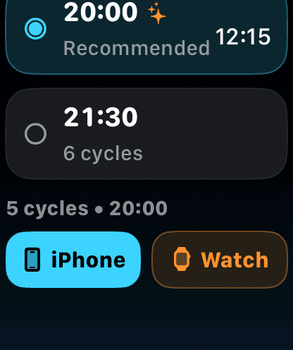 WakeArc Watch alarm action screen