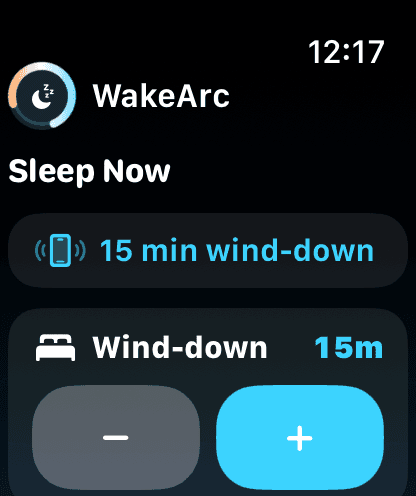 WakeArc Watch wind-down setting